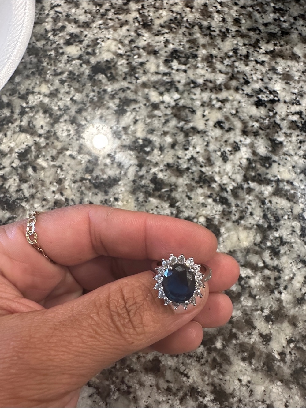 Classic Sapphire Halo Ring in Blue - Women Jewelry